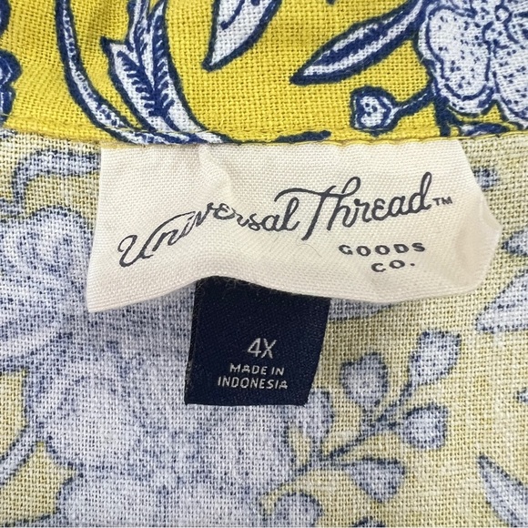 Universal Thread Womens Yellow Floral Short Sleeve Button Up Plus Size 4X - Picture 4 of 5